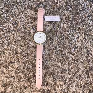 NWT Kate Spade pink leather band gold/silver watch.